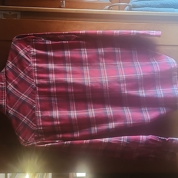 Jacks Girlfriend Red/Blue Plaid Pearl Snap Light Flannel Top Size L - Picture 4 of 16